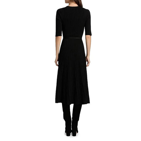 NEW, Veronica Beard Elthea Rib-Knit Belted Midi-Dress in Black Size M #MD1141 - Picture 3 of 10